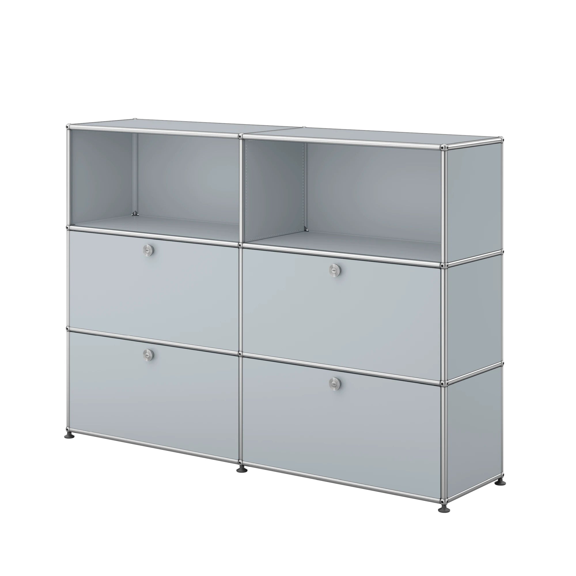 USM Haller Sideboard 2x3 mit vier Klapptüren unten in Mattsilber | Mattsilber