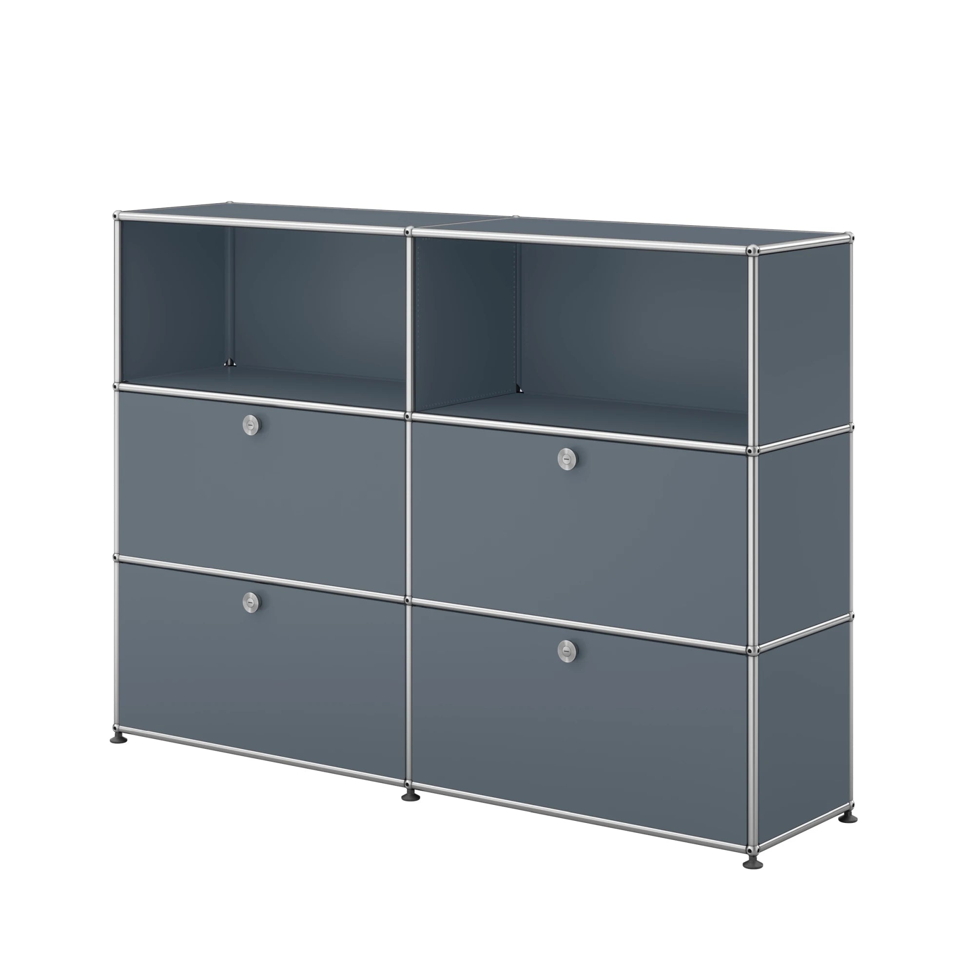 USM Haller Sideboard 2x3 mit vier Klapptüren unten in Mittelgrau | Mittelgrau