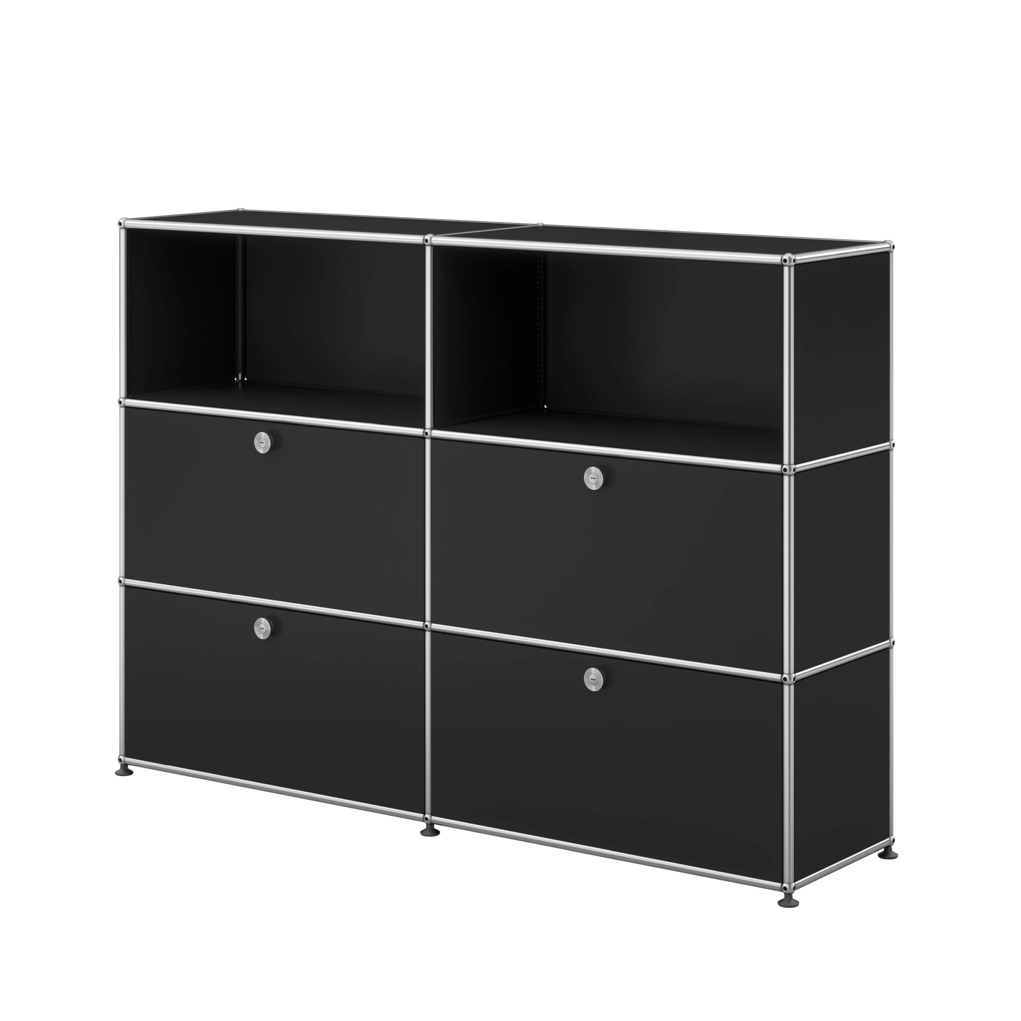 USM Haller Sideboard 2x3 mit vier Klapptüren unten in Schwarz | Schwarz