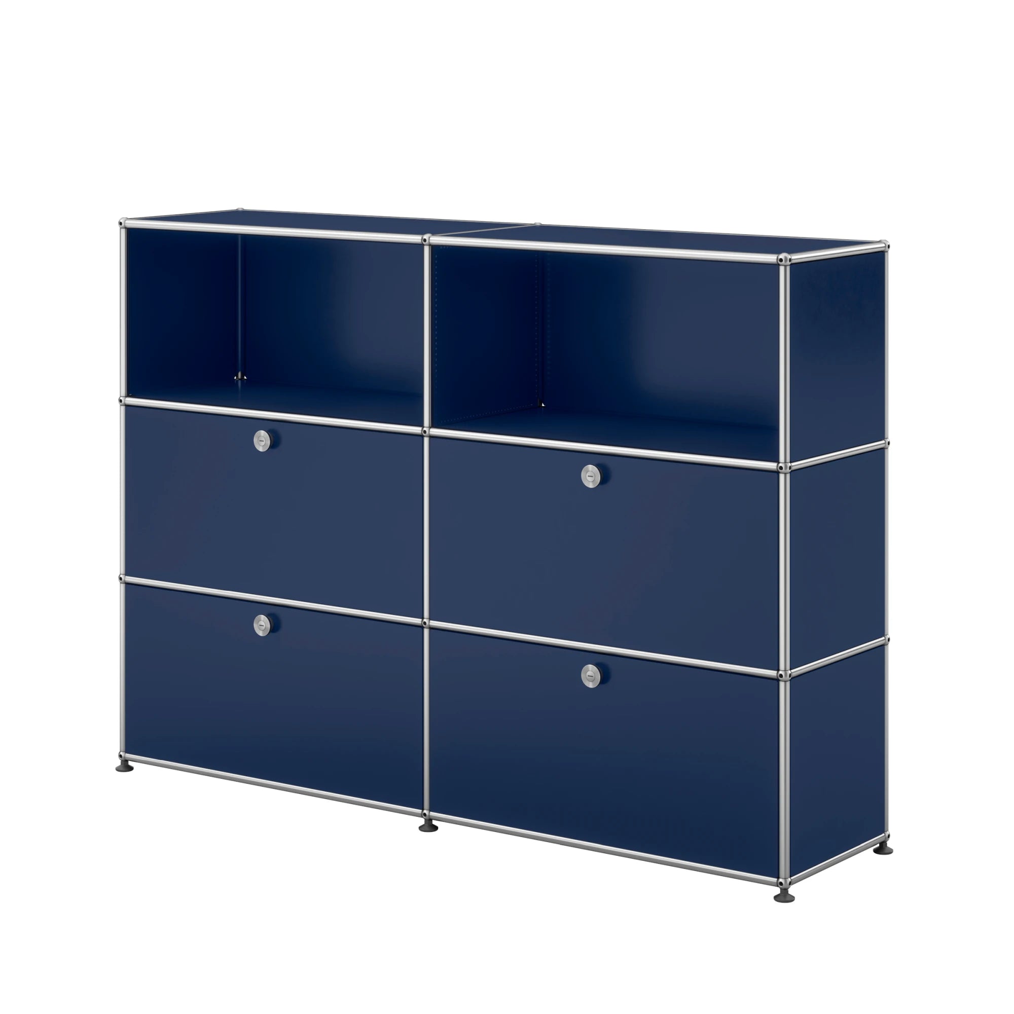 USM Haller Sideboard 2x3 mit vier Klapptüren unten in Stahlblau | Stahlblau