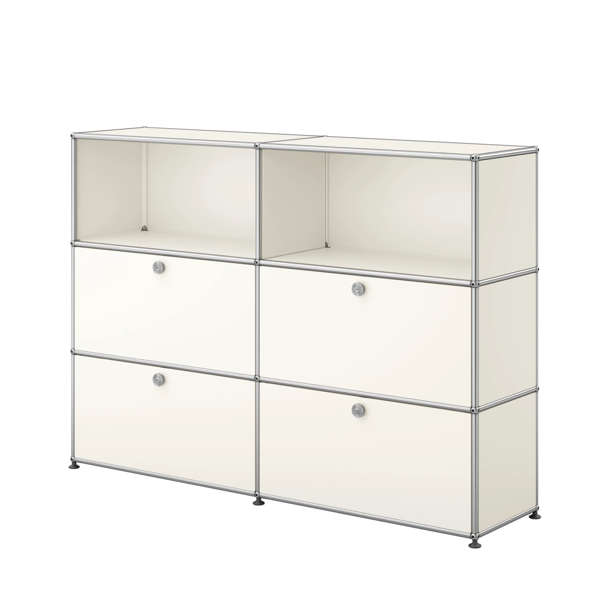 USM Haller Sideboard 2x3 mit vier Klapptüren unten in Weiss | Reinweiss